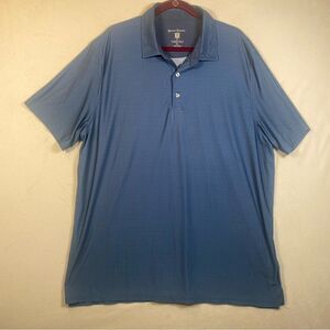 Hickey Freeman Blue Geo Design Short Sleeve Polo Shirt Size XXL